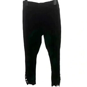 Venus Womens Size L Black Stretch Pants Lace Bottom Pull On